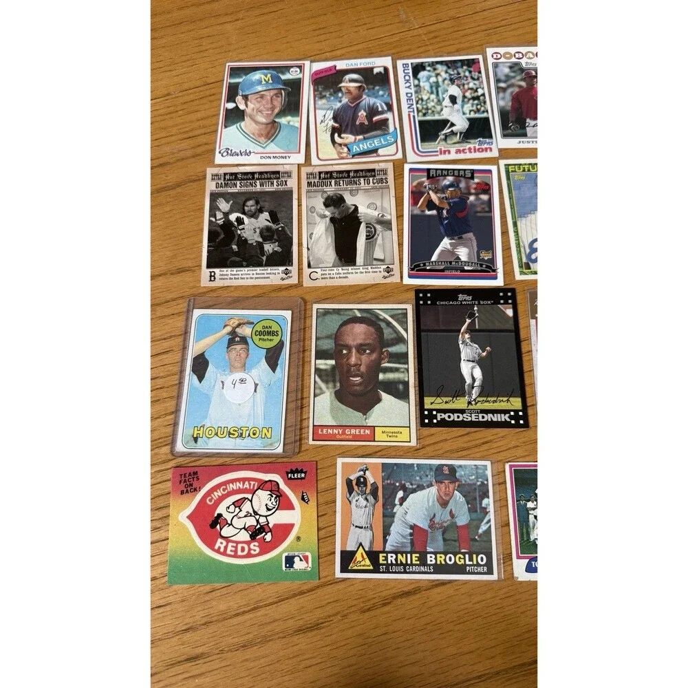 Vintage Baseball Card Lot 20 Cards 1960s-1980s Topps Yankees Reds Face Green